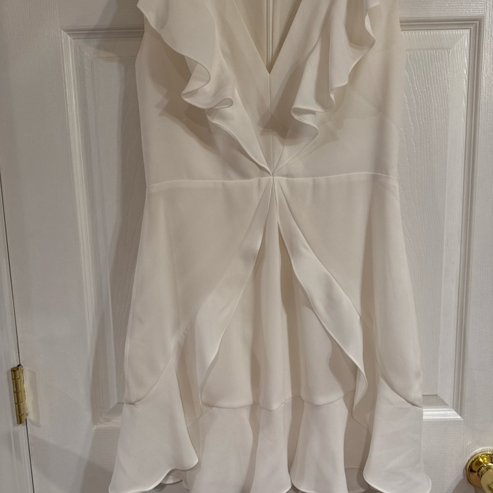 BCBGMaxazria  Elegant White Ruffle Dress